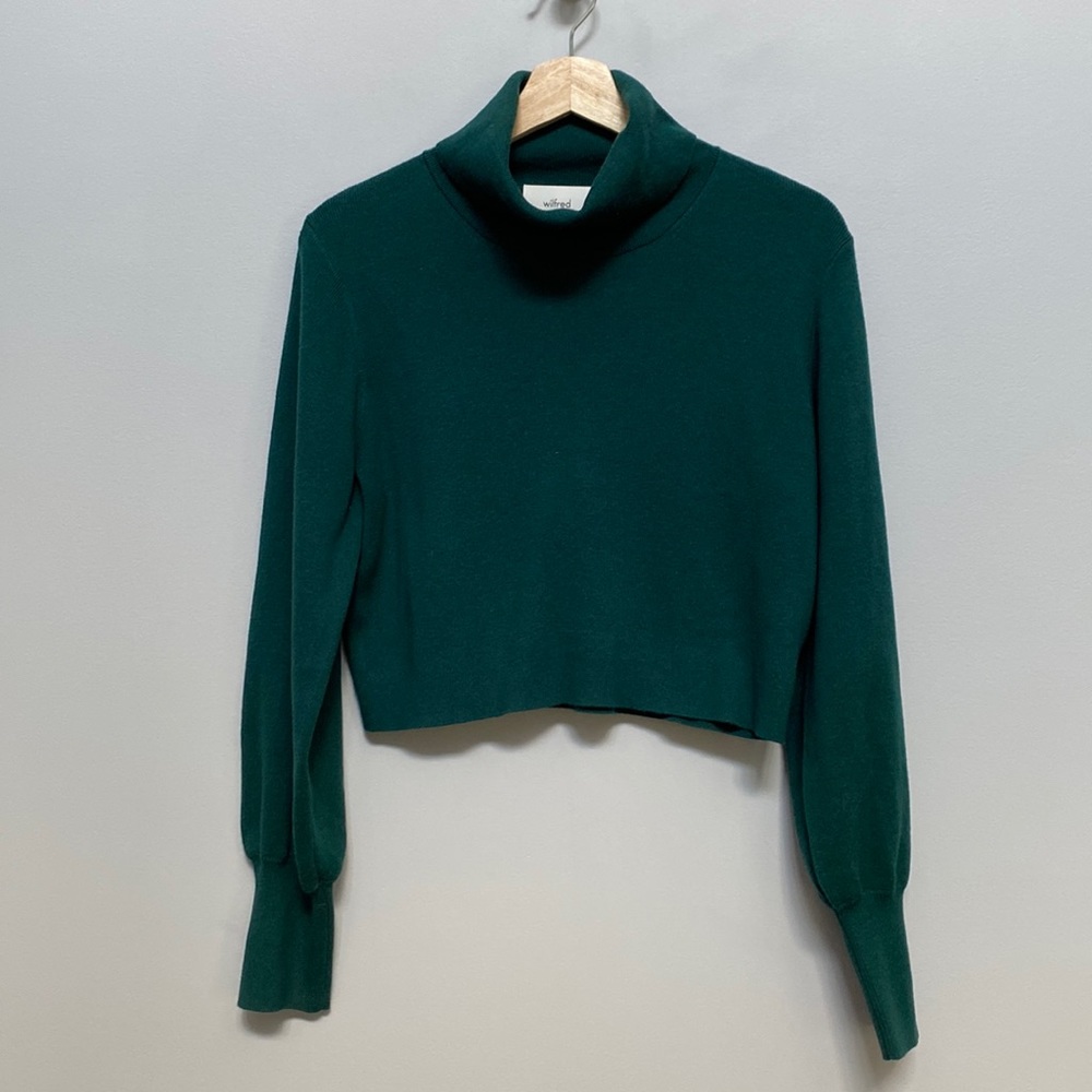 ❗️SOLD❗️Wilfred Green Long Sleeve Crop Turtleneck Rebecca  Sweater Size M - Picture 4 of 9